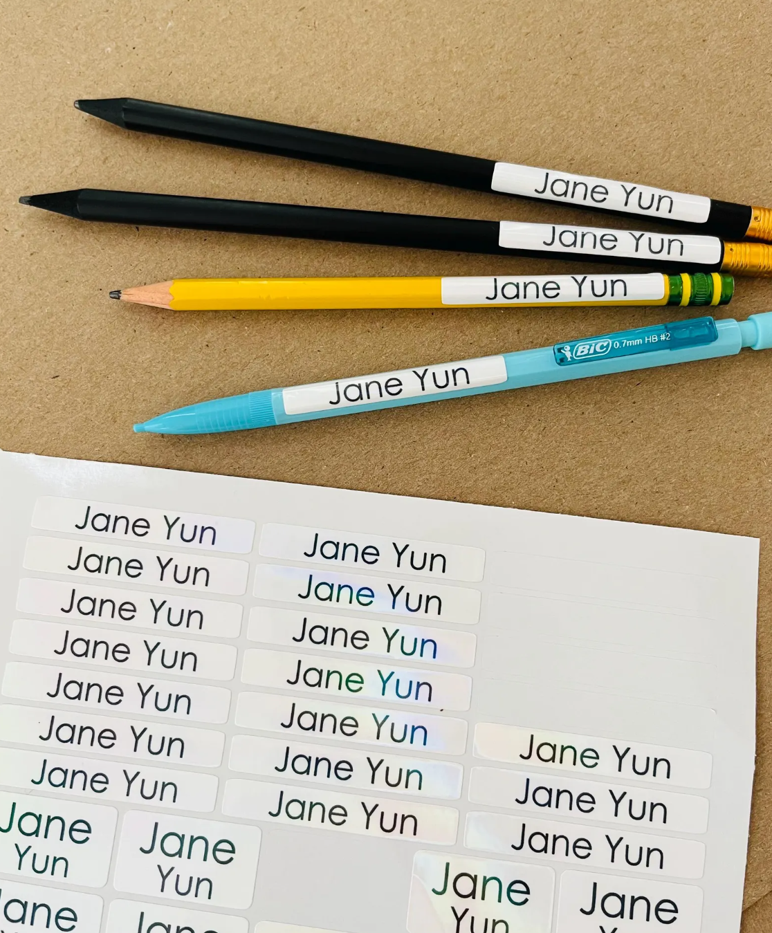 58 pcs Simple Custom Name Stickers for School Supplies
