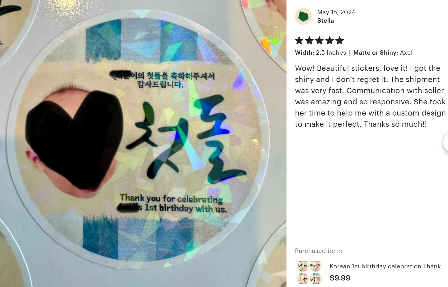 Korean dol party stickers, Korean First birthday Party