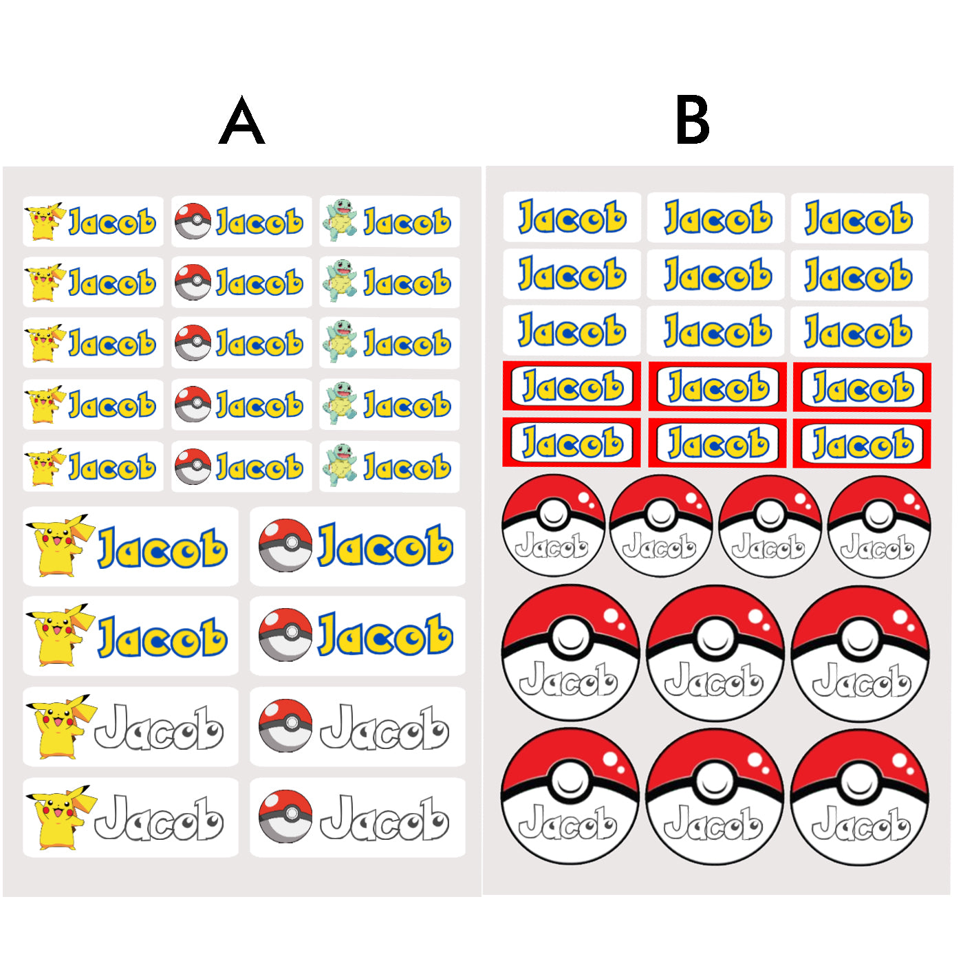 48Pcs Custom Pokémon Name Stickers (2 Sets)– Waterproof Holographic Labels for Kids | Lunch Bag, Water Bottles, School Supplies