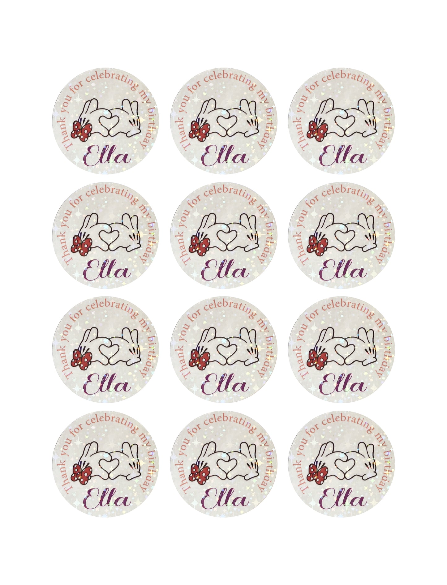 Mini mouse birthday thank you labels