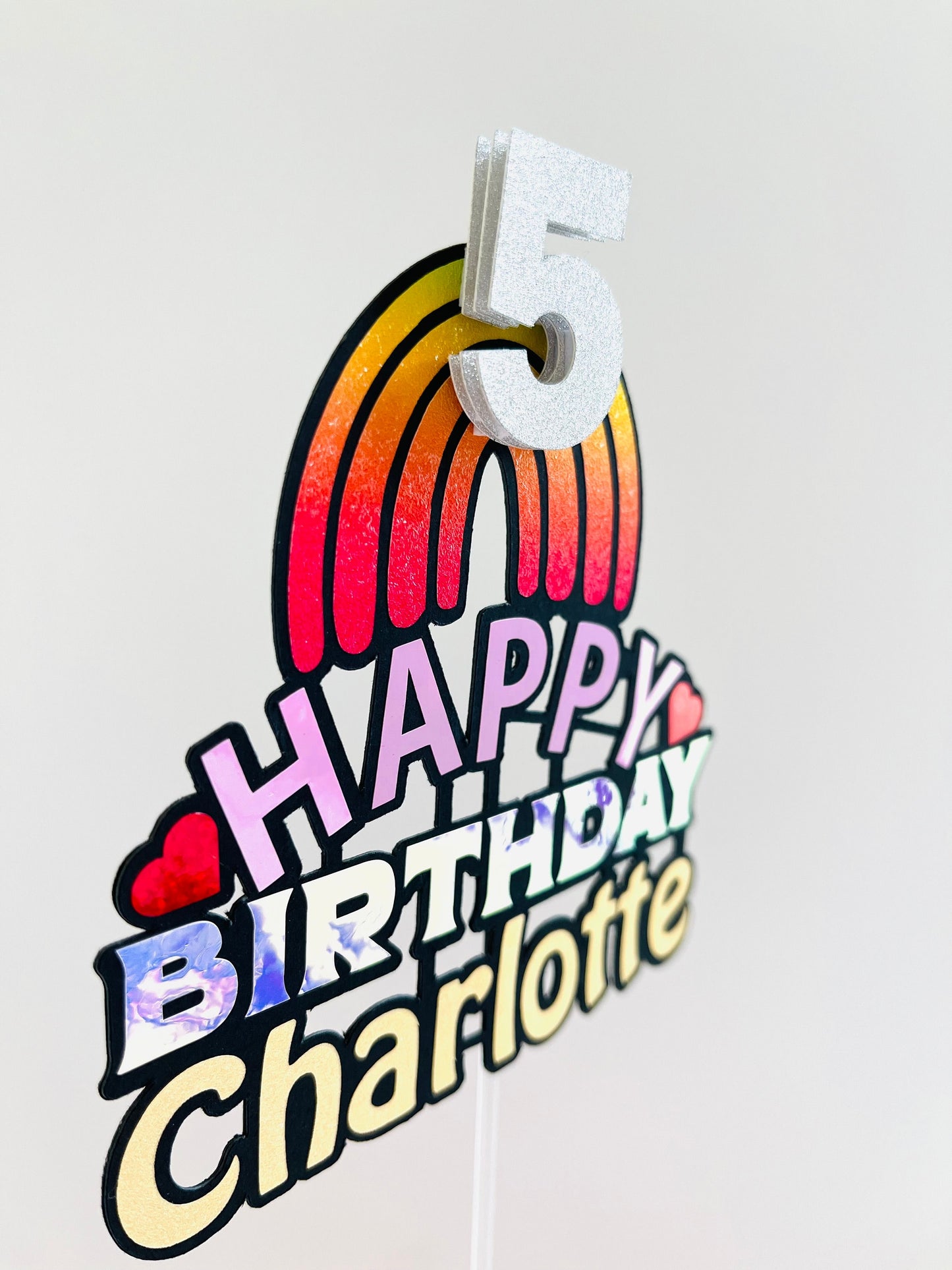 3D Customized rainbow Birthday topper