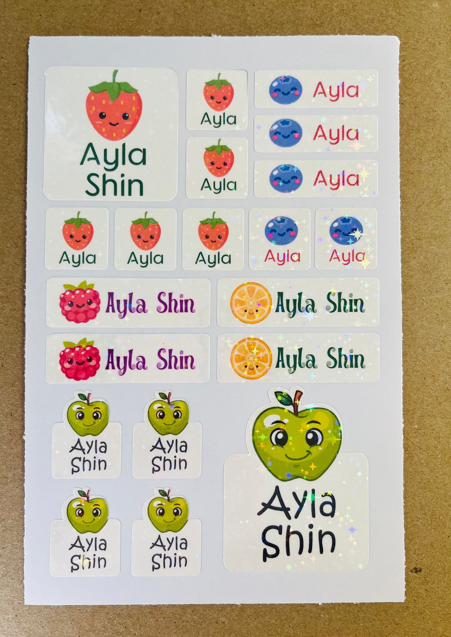 Kawaii Fruits waterproof name sticker