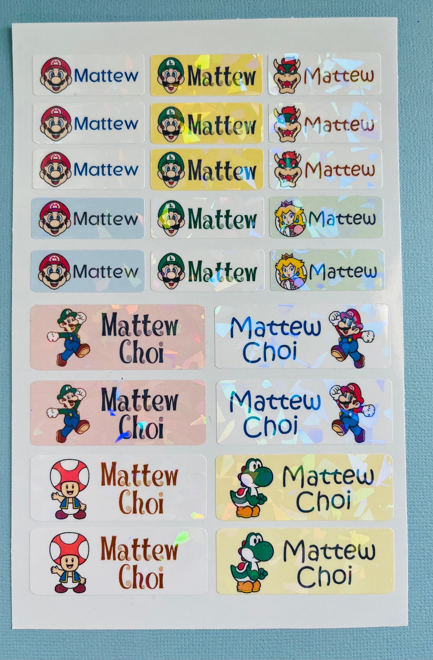 Super Mario waterproof name sticker