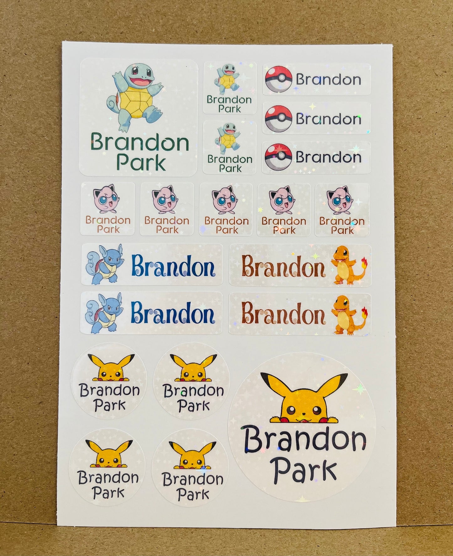 Pokemon waterproof name sticker