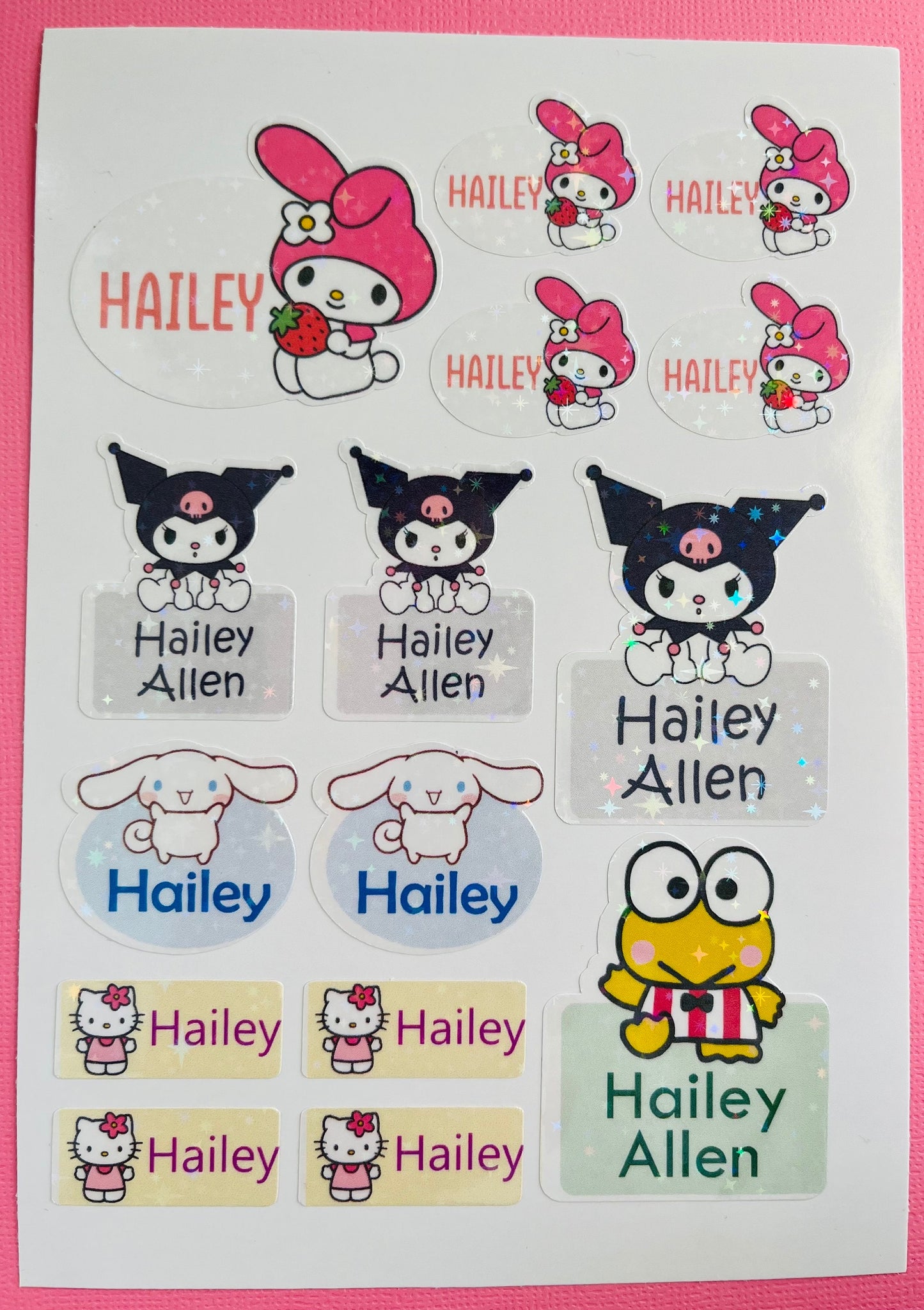 Sanrio waterproof name sticker
