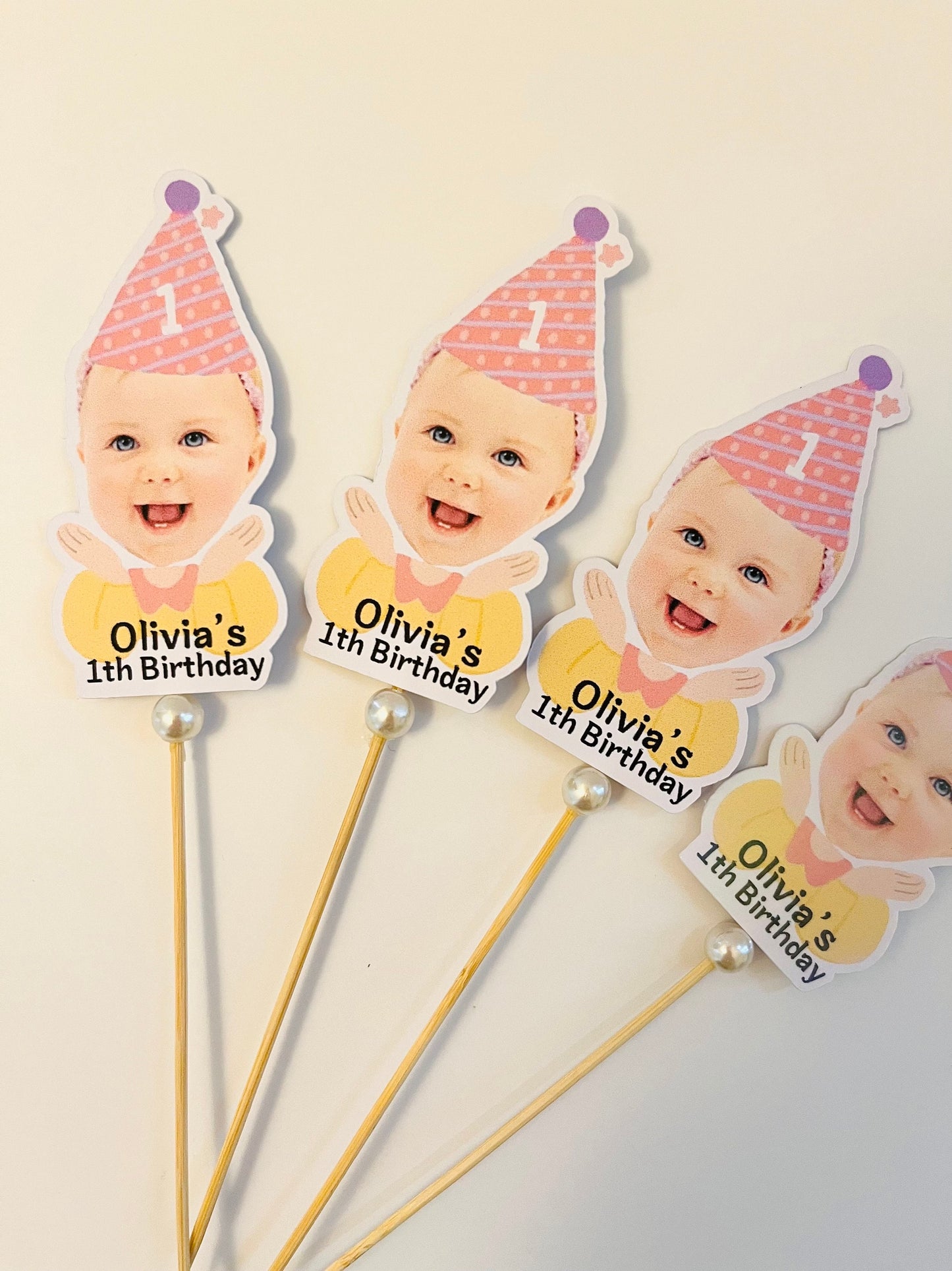 Cupcake face photo topper, Custom cupcake topper