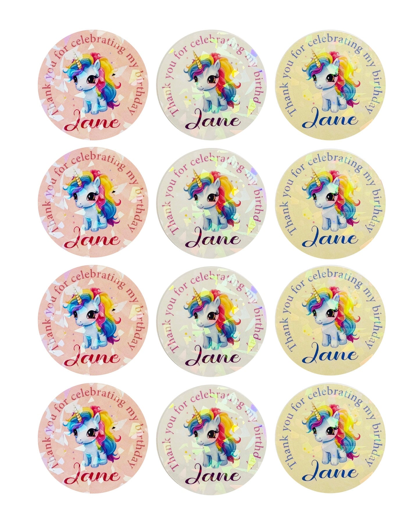 My little pony birthday thank you labels