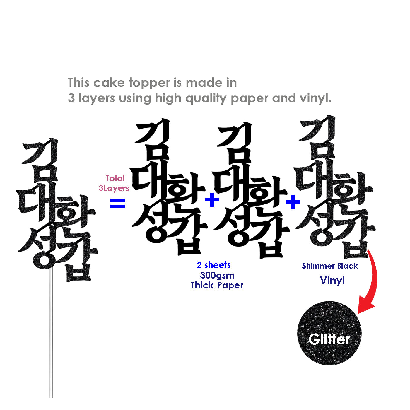 Korean 60th Birthday Cake Topper with Name 환갑토퍼