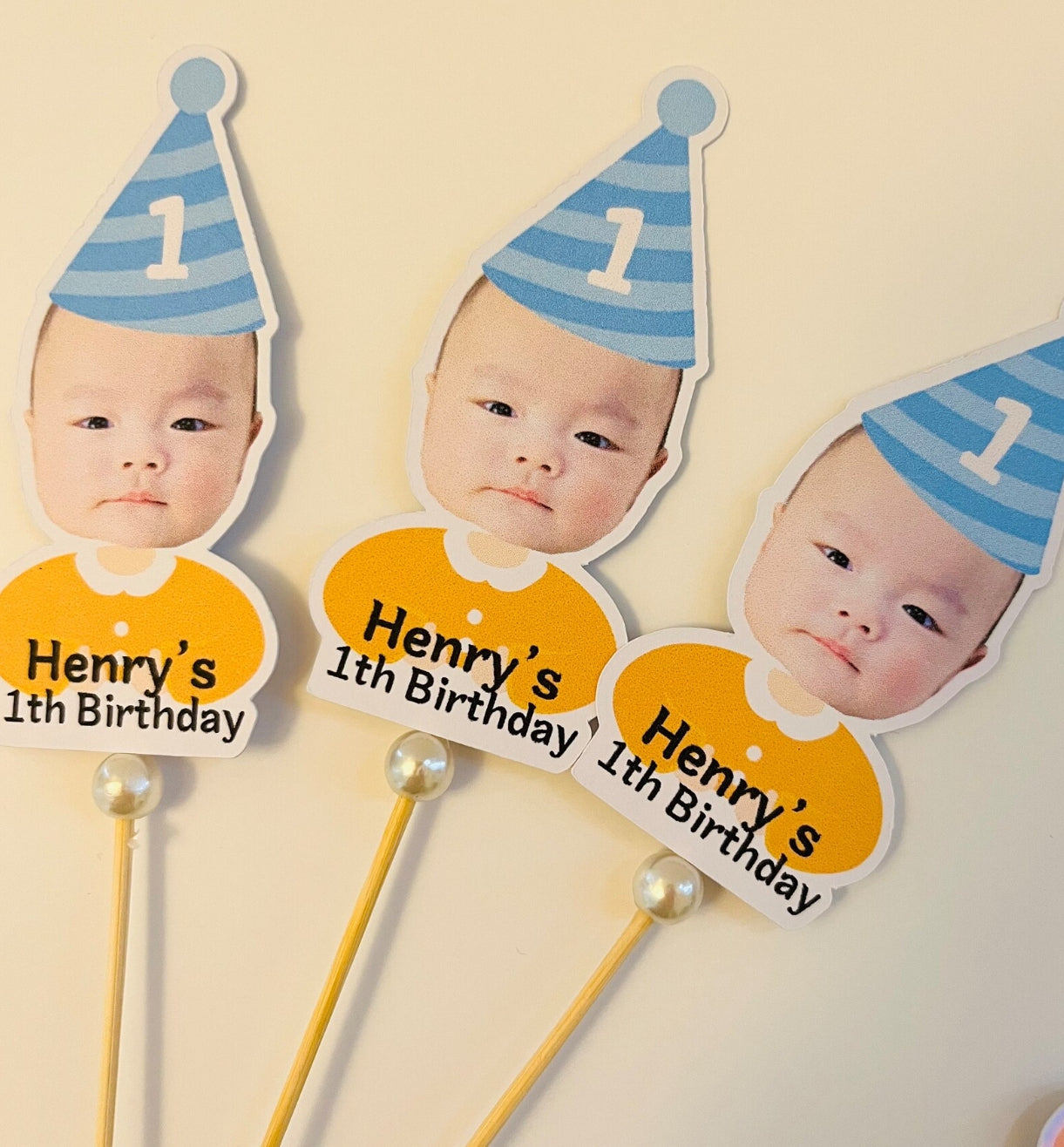 Face photo birthday cupcake topper