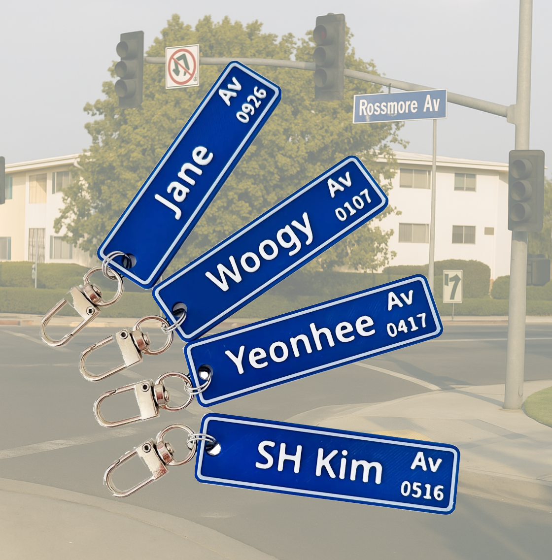 Personalized Street Sign Design Name Keychain - Avenue Sign name Keychain