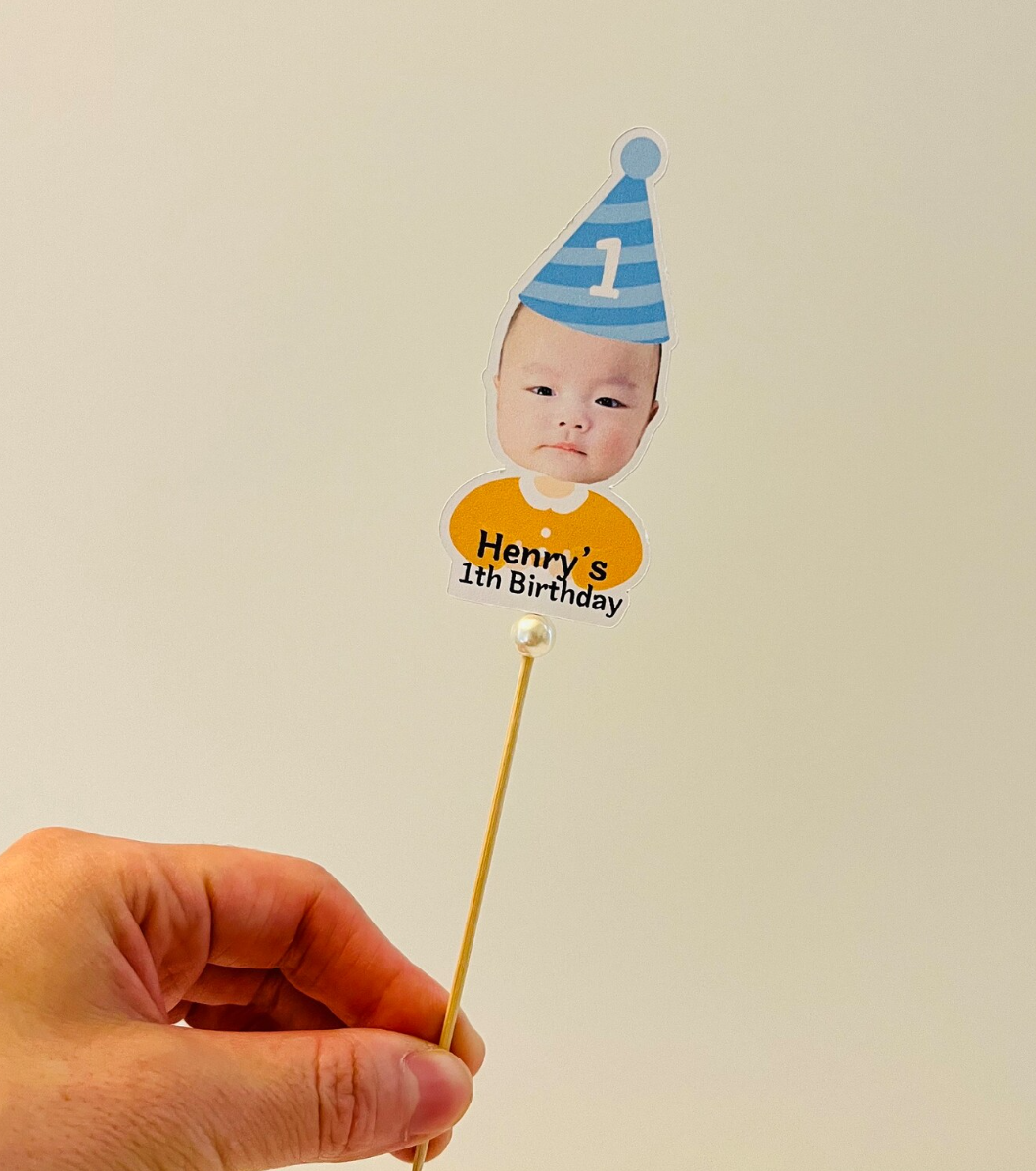 Face photo birthday cupcake topper
