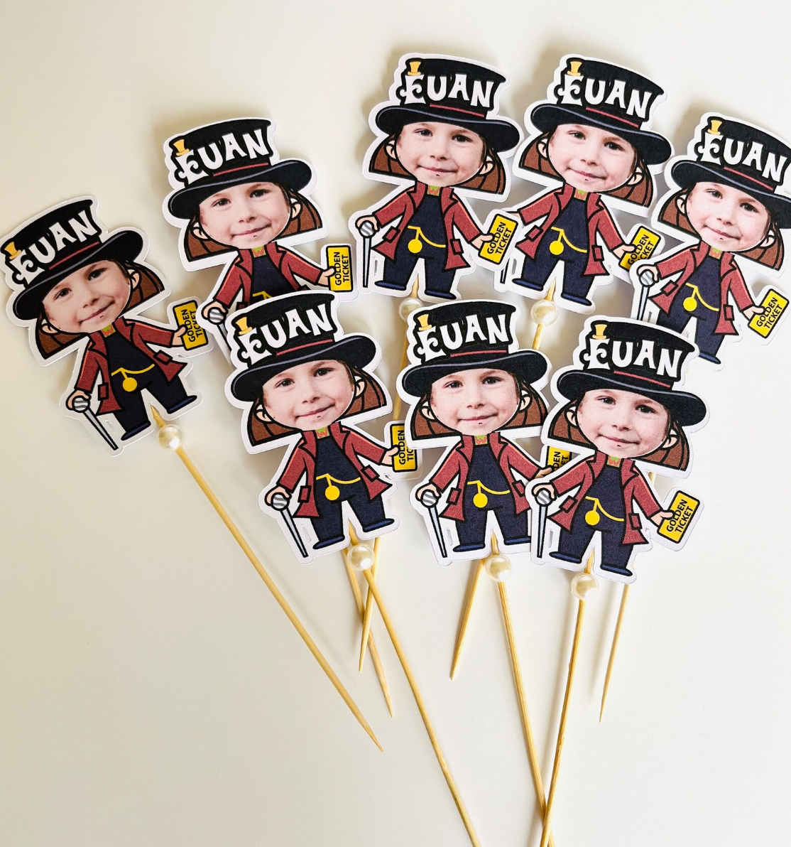 Wonka Face photo birthday cupcake topper