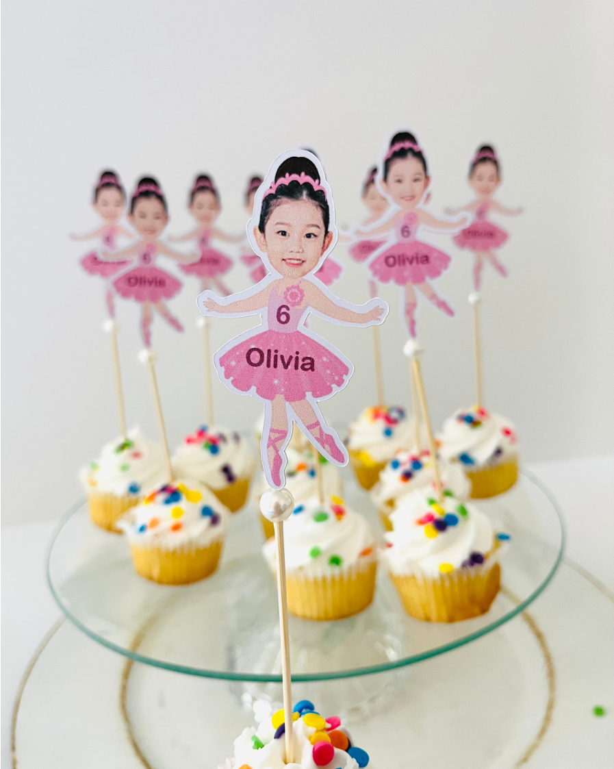 Ballerina customized cupcake topper with kids face