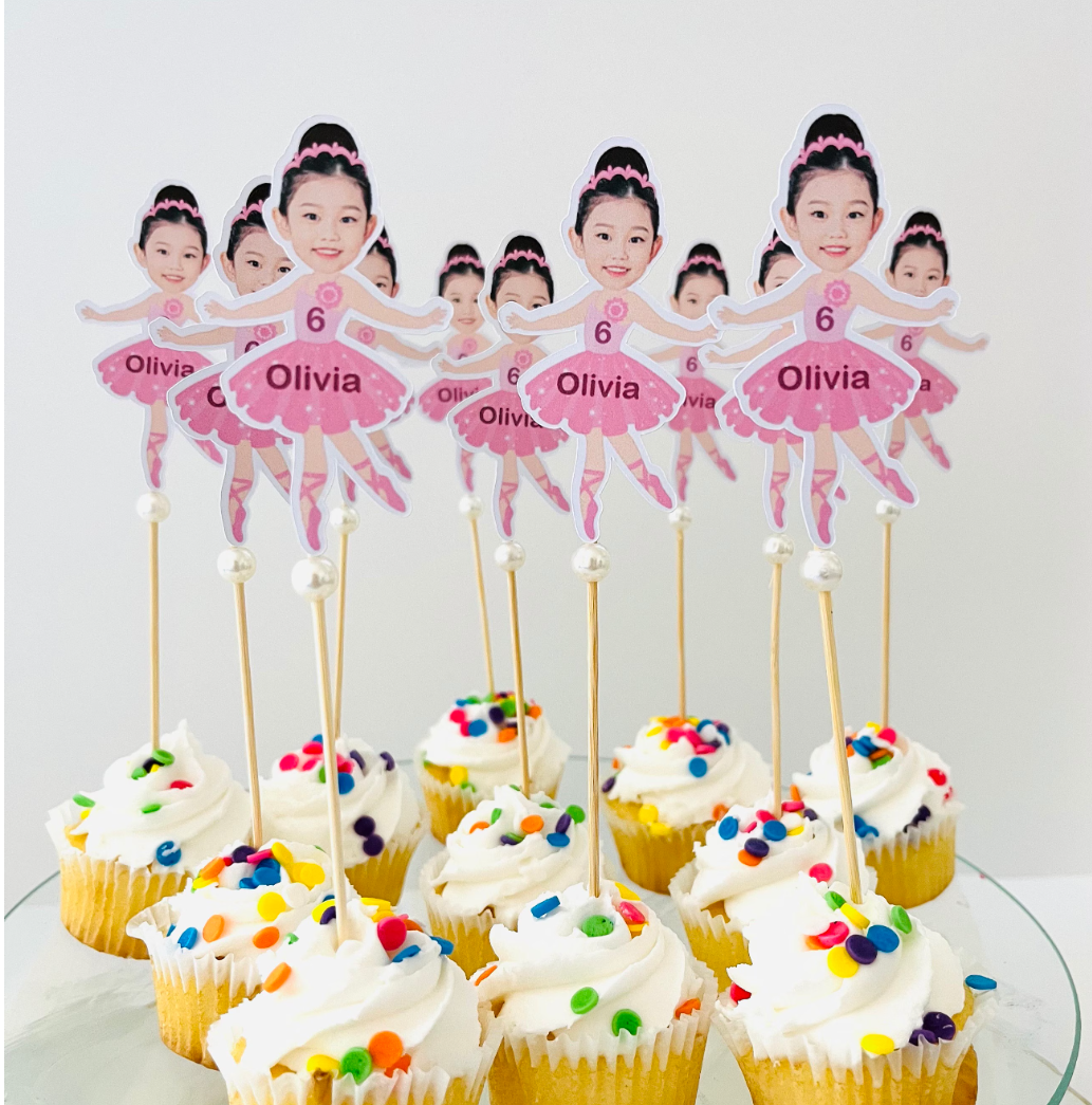 Ballerina customized cupcake topper with kids face