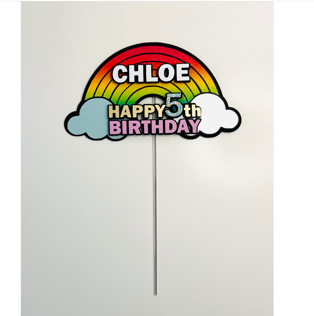 3D Customized rainbow  Birthday cake topper