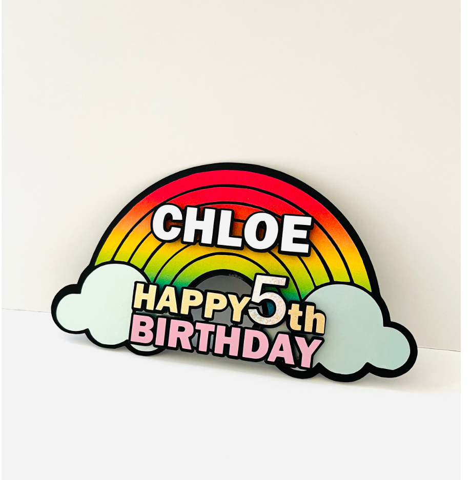 3D Customized rainbow  Birthday cake topper