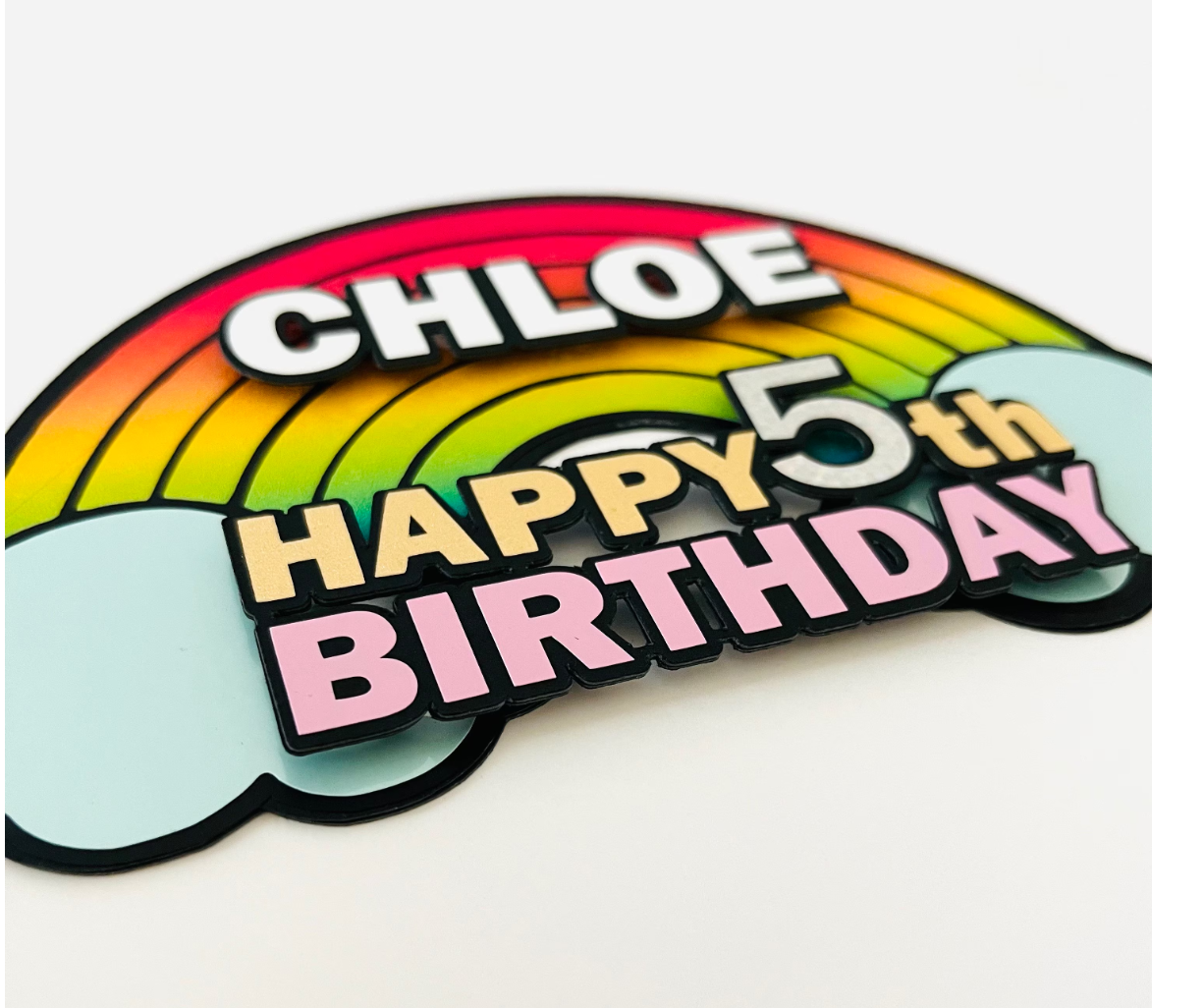 3D Customized rainbow  Birthday cake topper