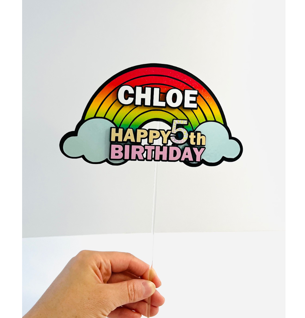 3D Customized rainbow  Birthday cake topper