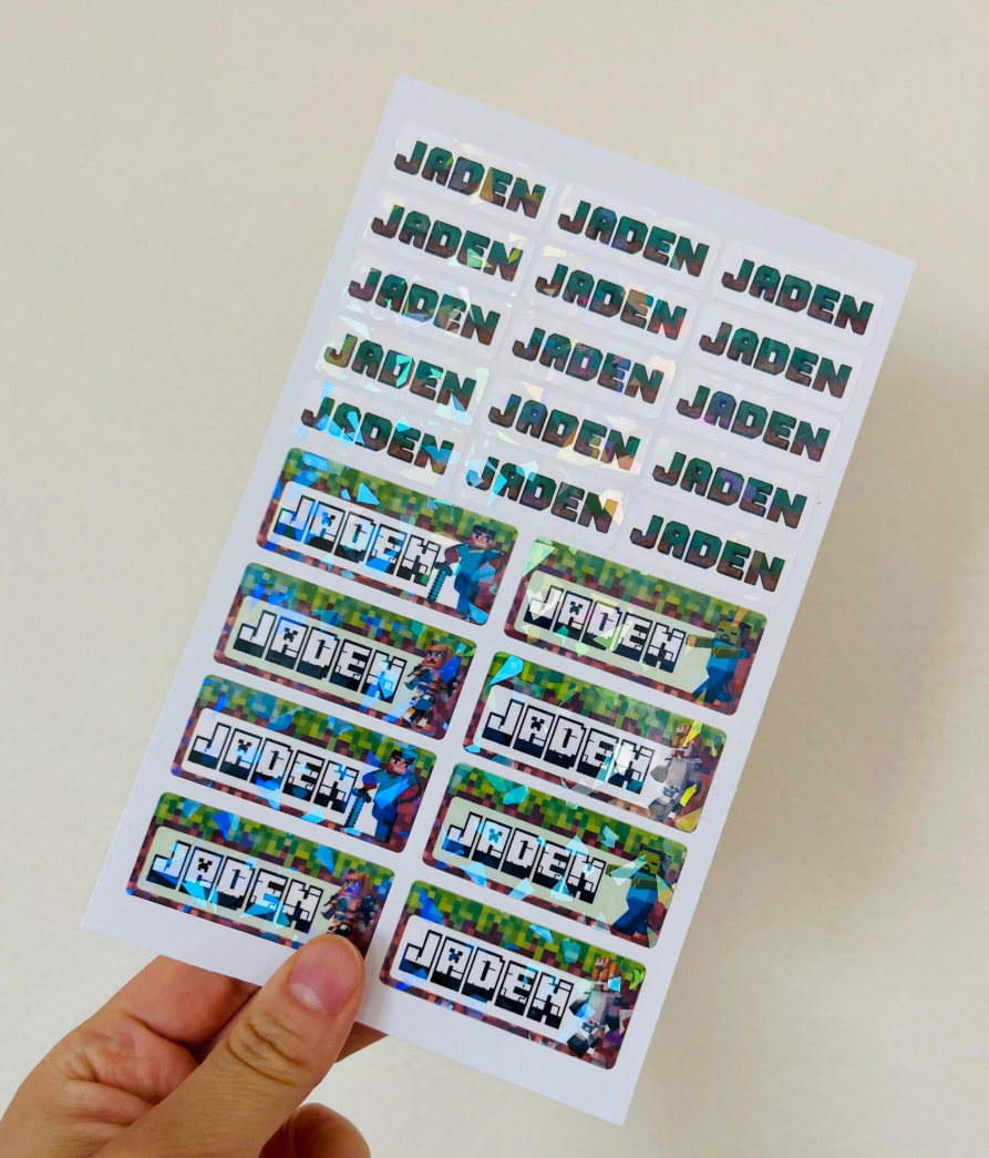 Minecraft Name labels - 23Pcs Waterproof and Dishwasher free Name stickers