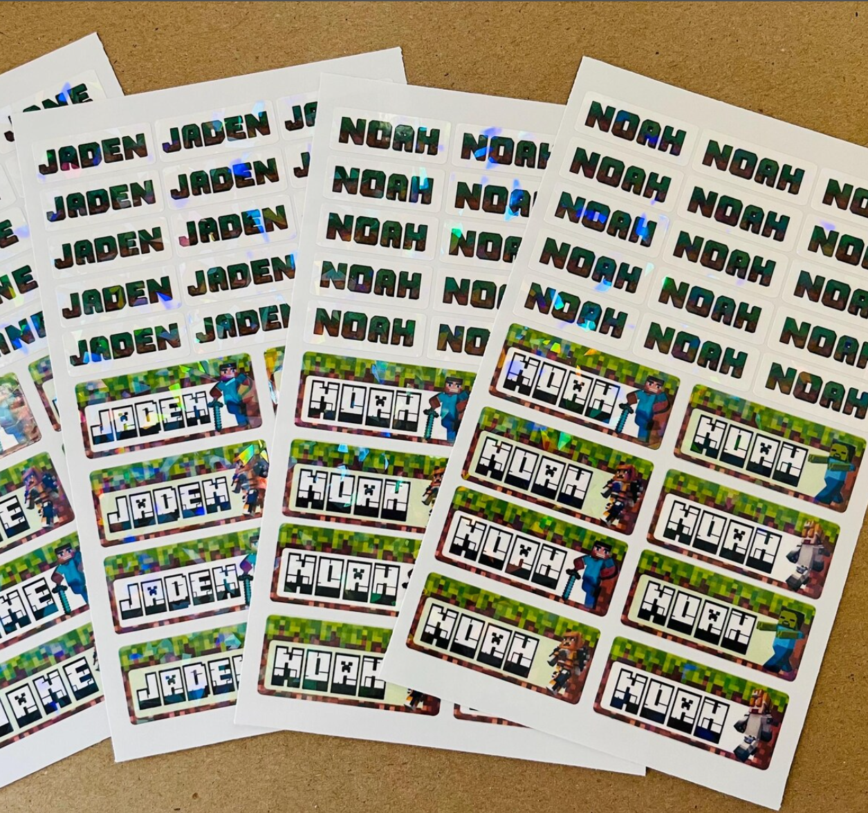 Minecraft Name labels - 23Pcs Waterproof and Dishwasher free Name stickers