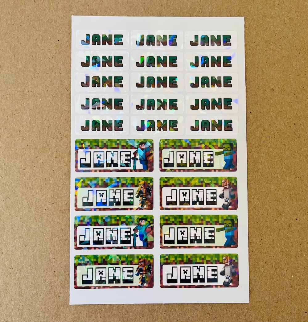 Minecraft Name labels - 23Pcs Waterproof and Dishwasher free Name stickers