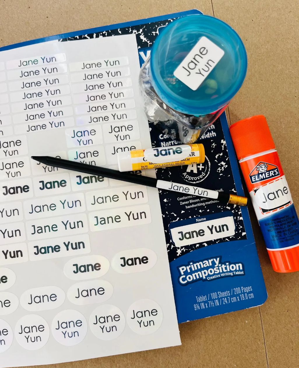 58 pcs Simple Custom Name Stickers for School Supplies