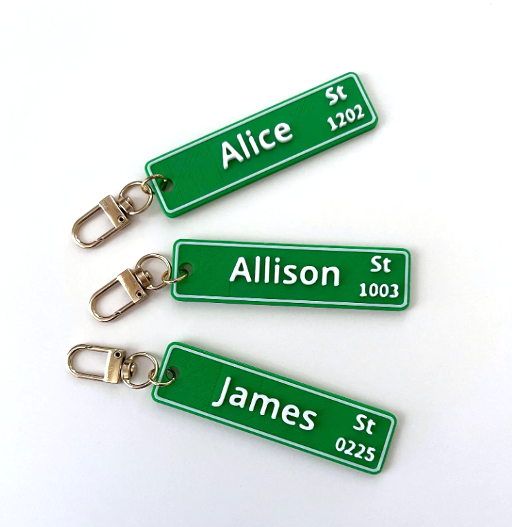 Personalized Street Sign Design Name Keychain