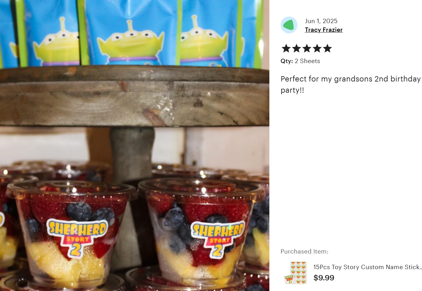 15Pcs Toy Story Custom Name Stickers with Age Toy Story Birthday Favor Labels - Waterproof Holographic Laminated