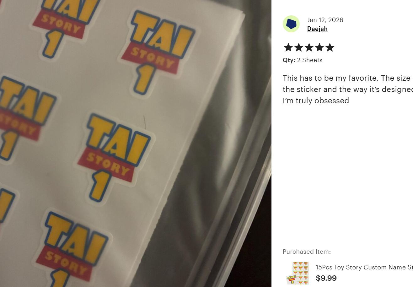 15Pcs Toy Story Custom Name Stickers with Age Toy Story Birthday Favor Labels - Waterproof Holographic Laminated