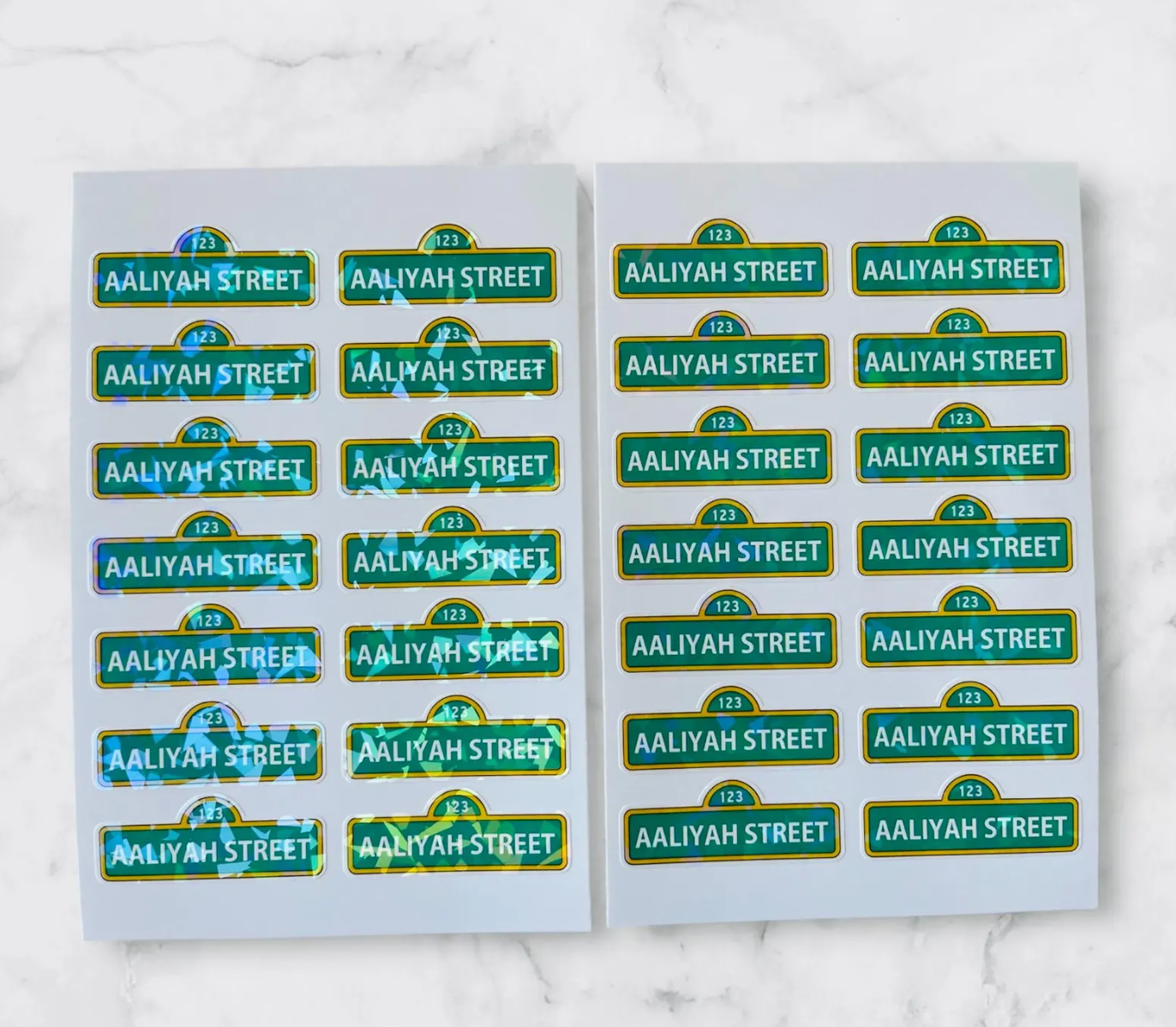 14 pcs Custom Sesame Street Name Labels Personalized Street Birthday Favor Labels - Waterproof Holographic Laminated