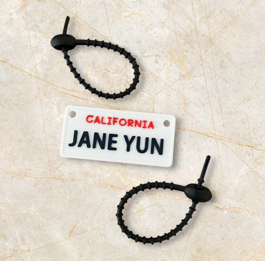 Custom Scooter Name Tag for Kids | Personalized Name Plate | Any State Available | Two Durable Silicone cable include