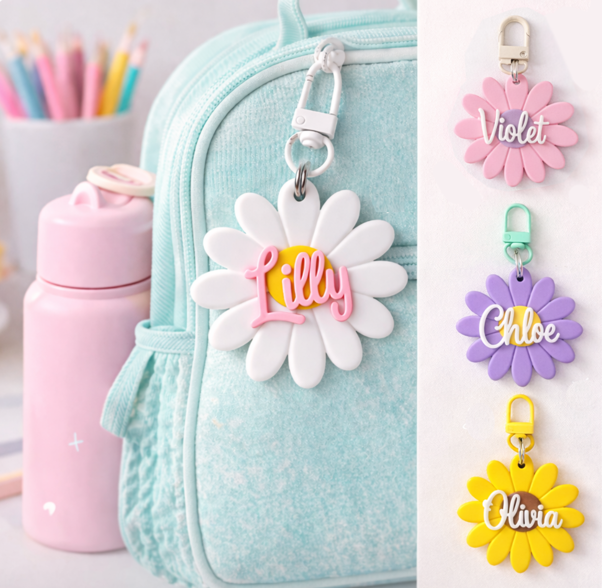 Daisy Name Keychain