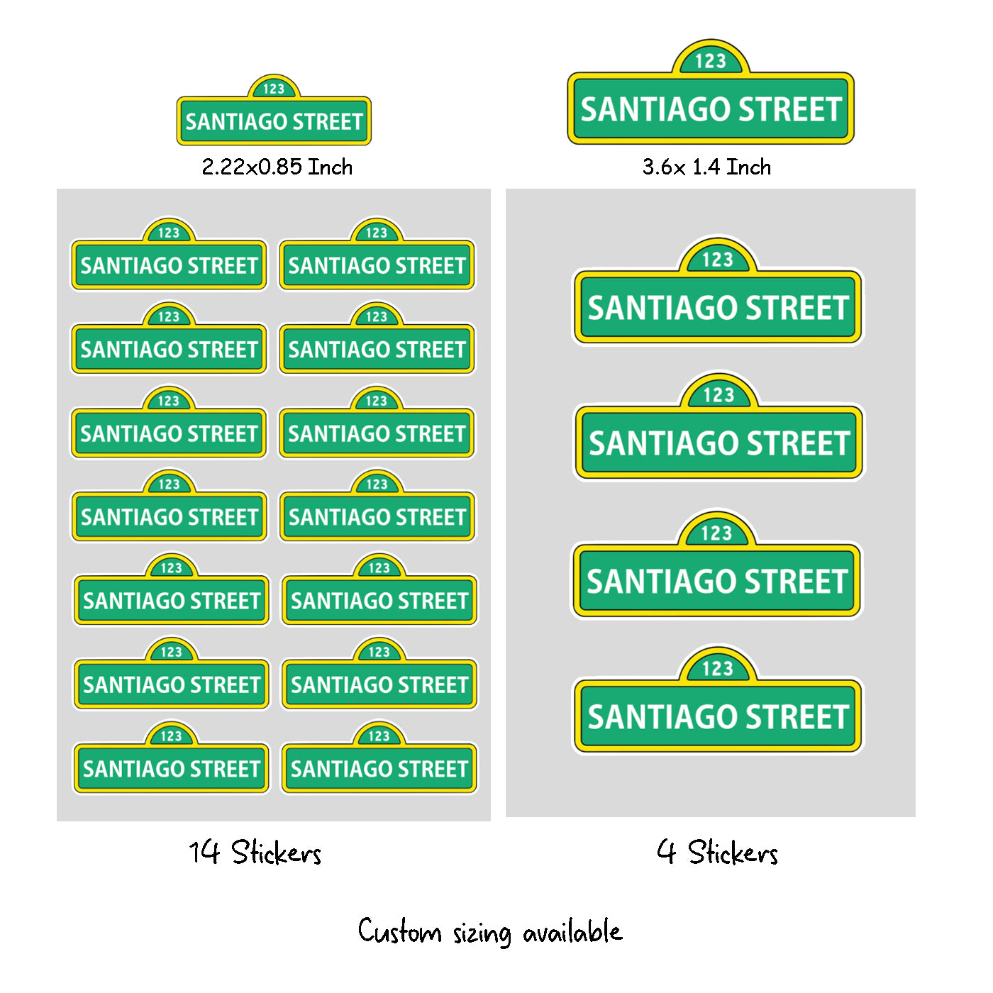 14 pcs Custom Sesame Street Name Labels Personalized Street Birthday Favor Labels - Waterproof Holographic Laminated
