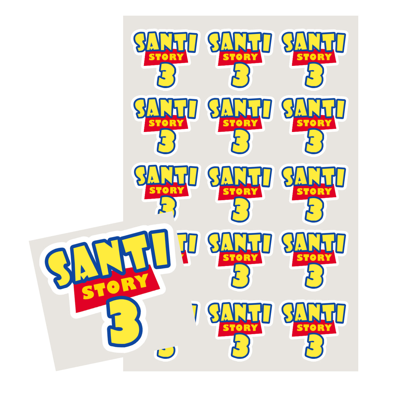 15Pcs Toy Story Custom Name Stickers with Age Toy Story Birthday Favor Labels - Waterproof Holographic Laminated