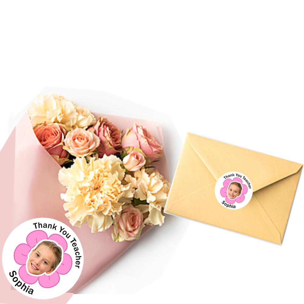 Personalized Thank You Teacher Stickers with Face Photo 18pcs