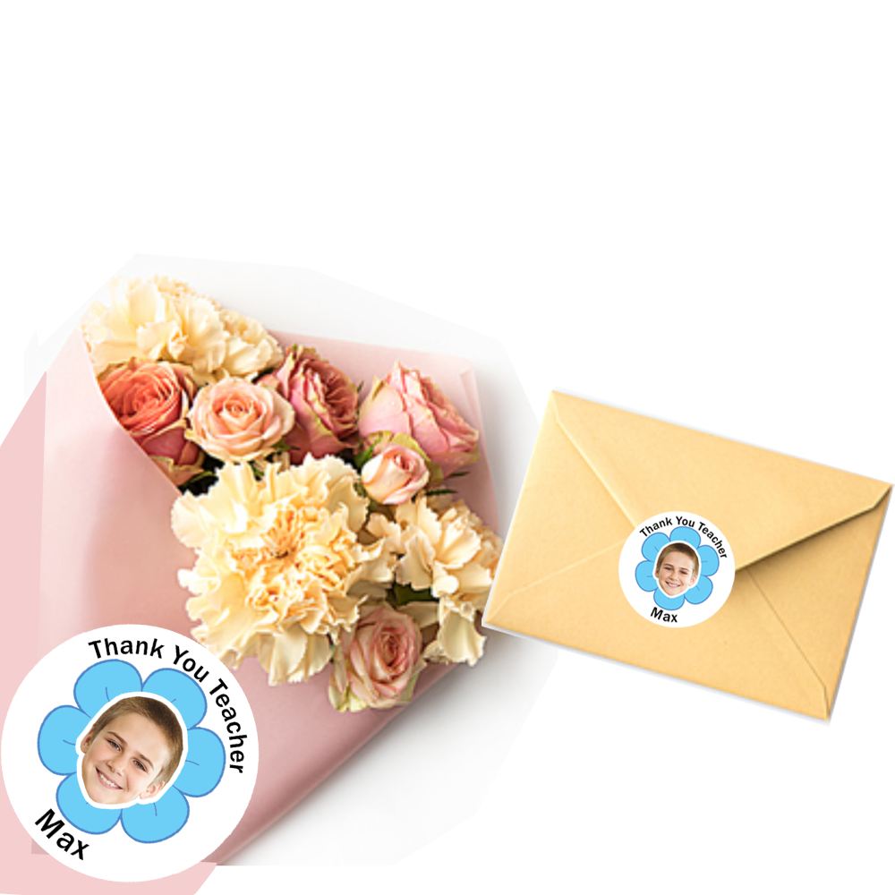 Personalized Thank You Teacher Stickers with Face Photo 18pcs