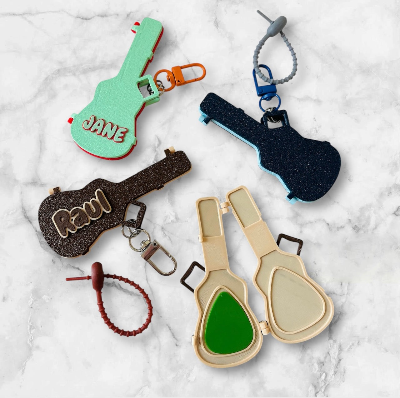 Personalized Guitar Pick Holder Keychain - Custom Color Available