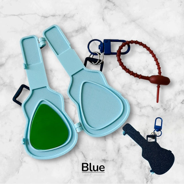 Personalized Guitar Pick Holder Keychain - Custom Color Available