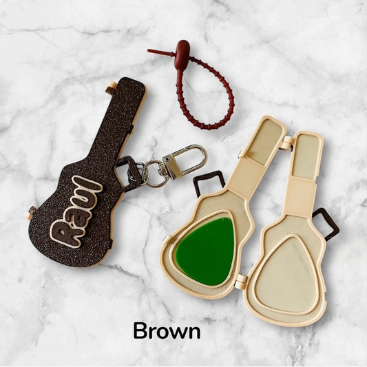 Personalized Guitar Pick Holder Keychain - Custom Color Available