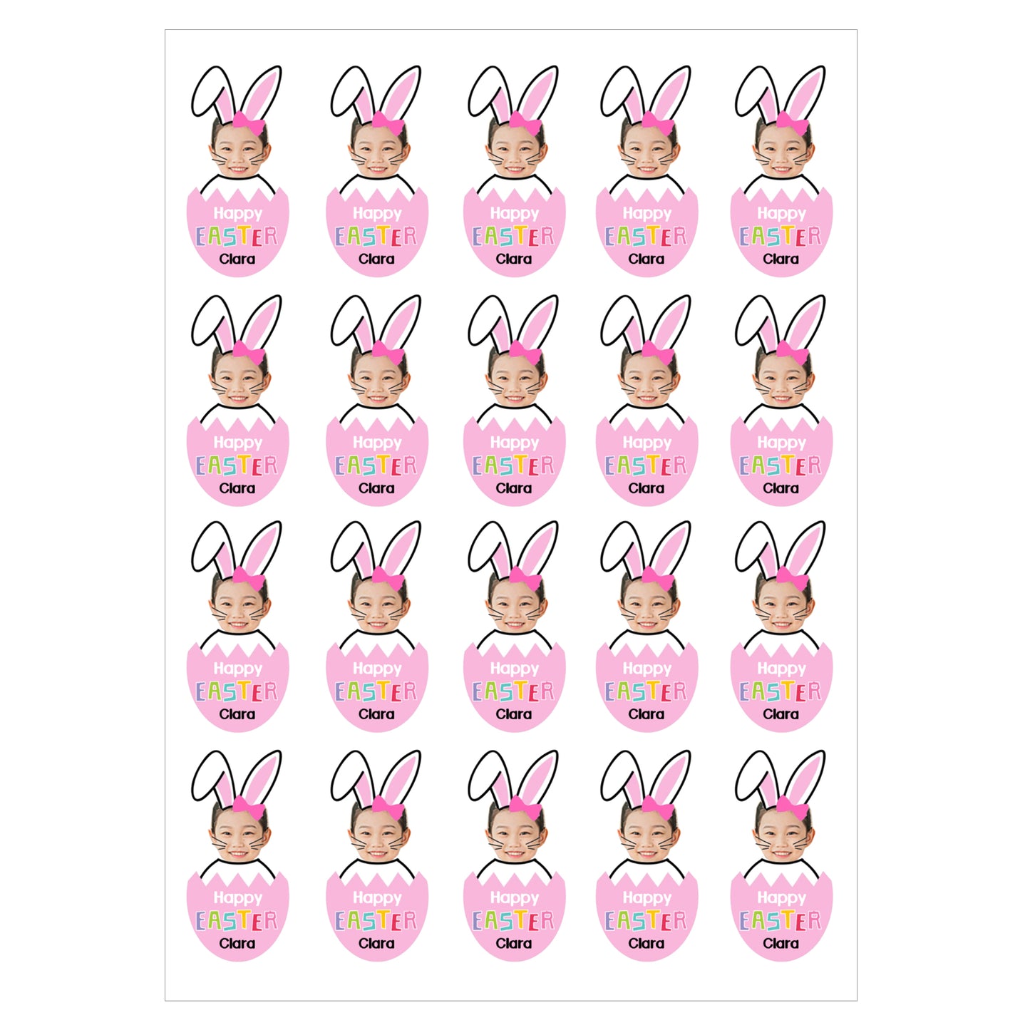 Easter Bunny face photo labels