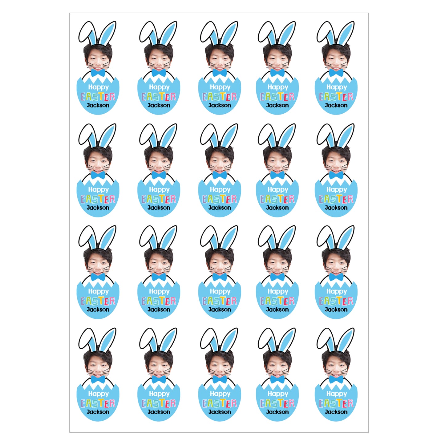 Easter Bunny face photo labels
