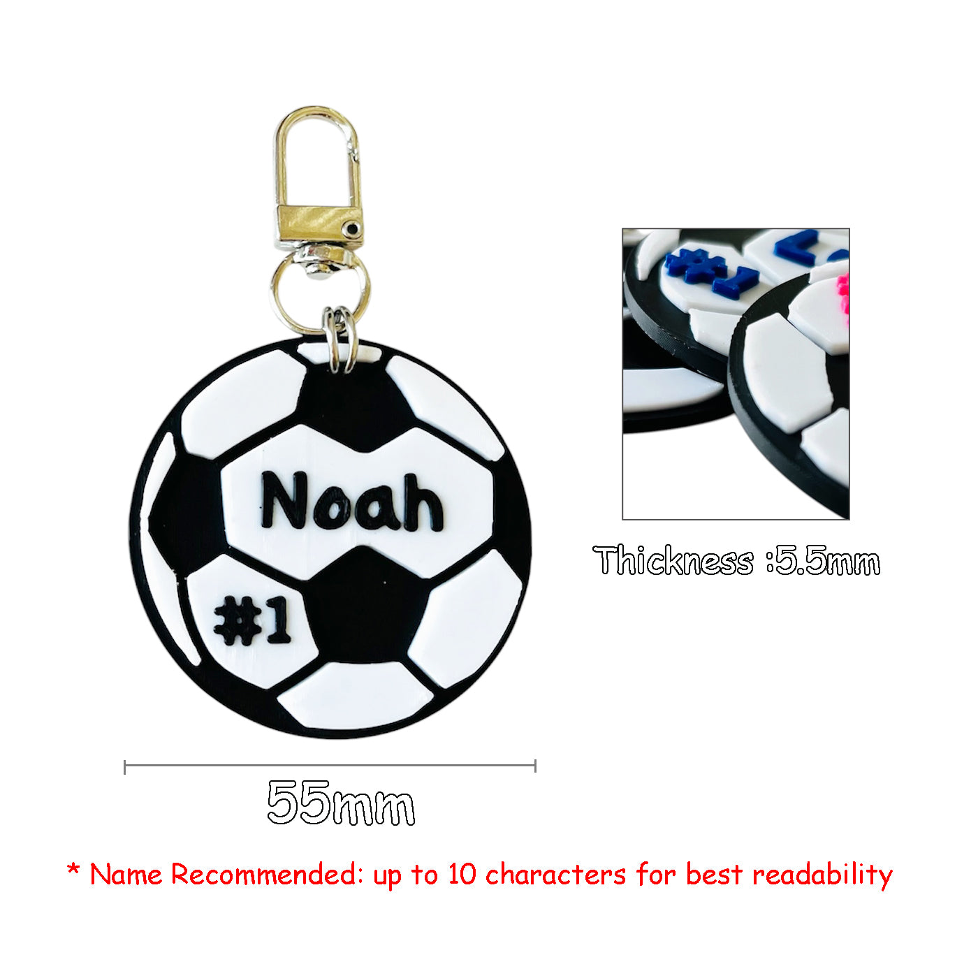 Personalized Soccer Keychain with Slicon cable