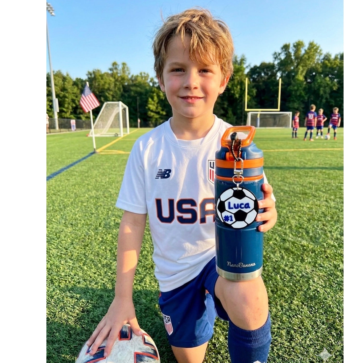 Personalized Soccer Keychain with Slicon cable