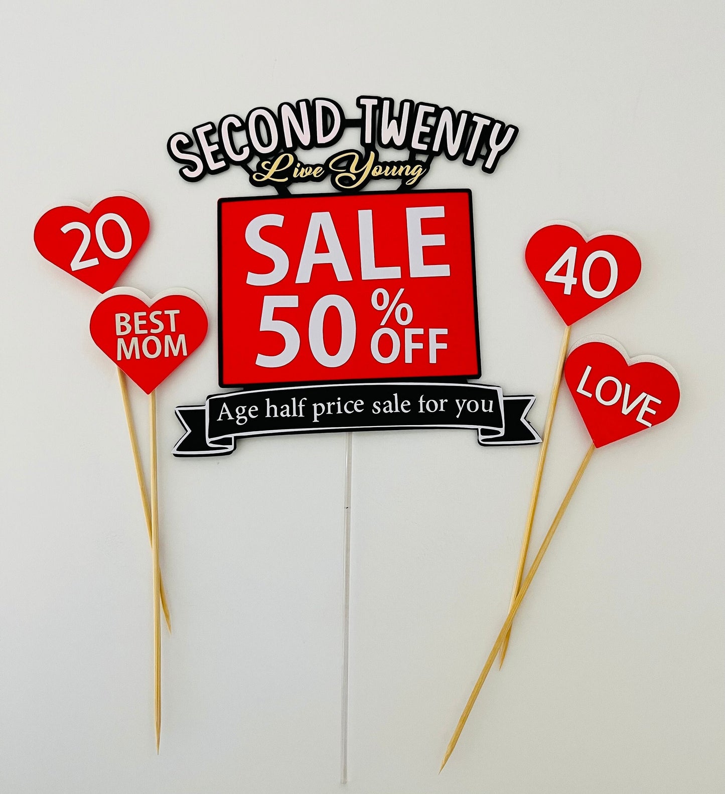 40th Birthday topper, Second twenty cake topper, Birthday topper