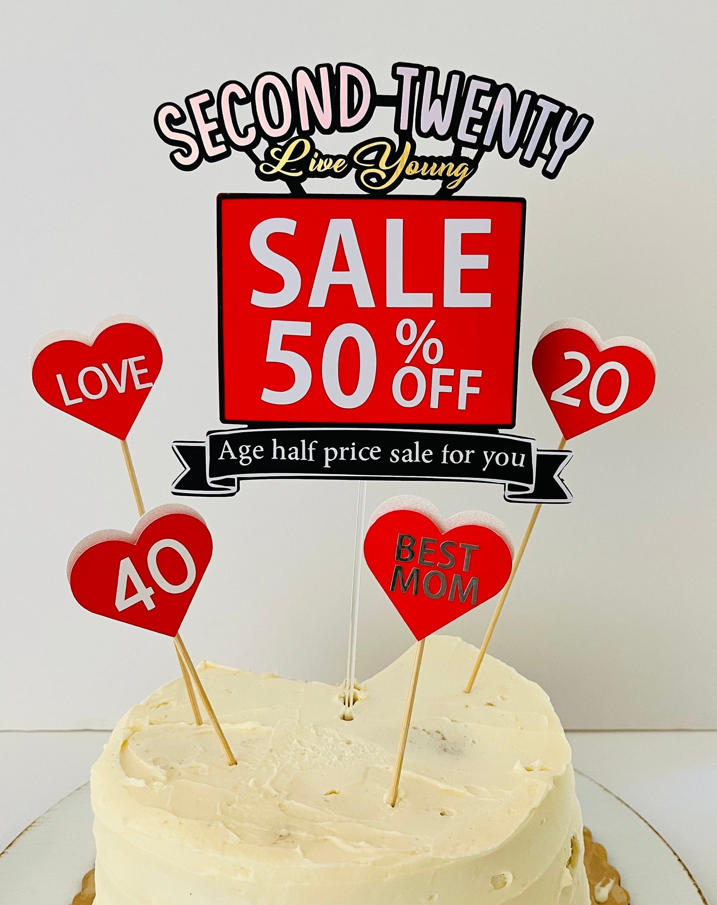 40th Birthday topper, Second twenty cake topper, Birthday topper