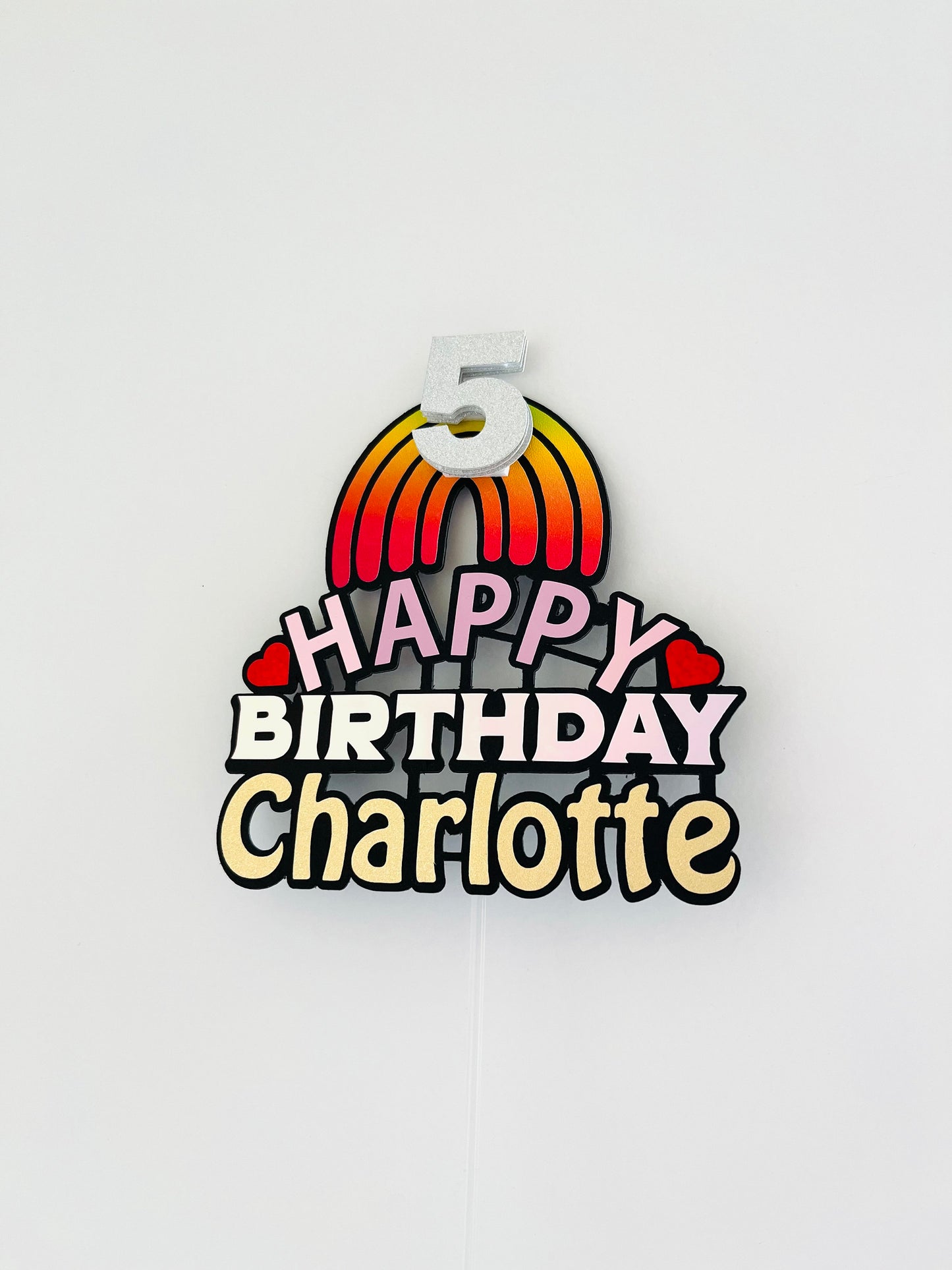 3D Customized rainbow  Birthday topper