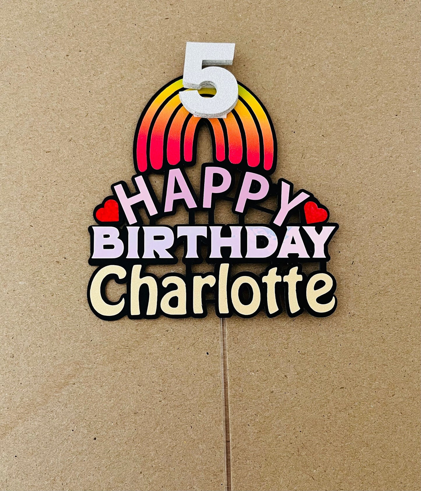 3D Customized rainbow  Birthday topper