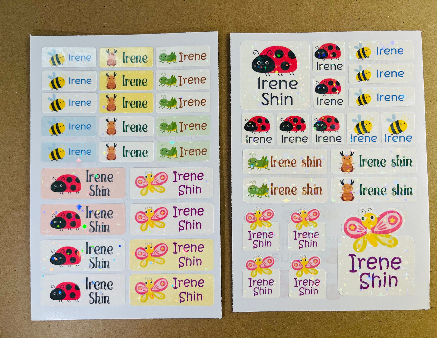 Ladybug name sticker, Insects waterproof name sticker