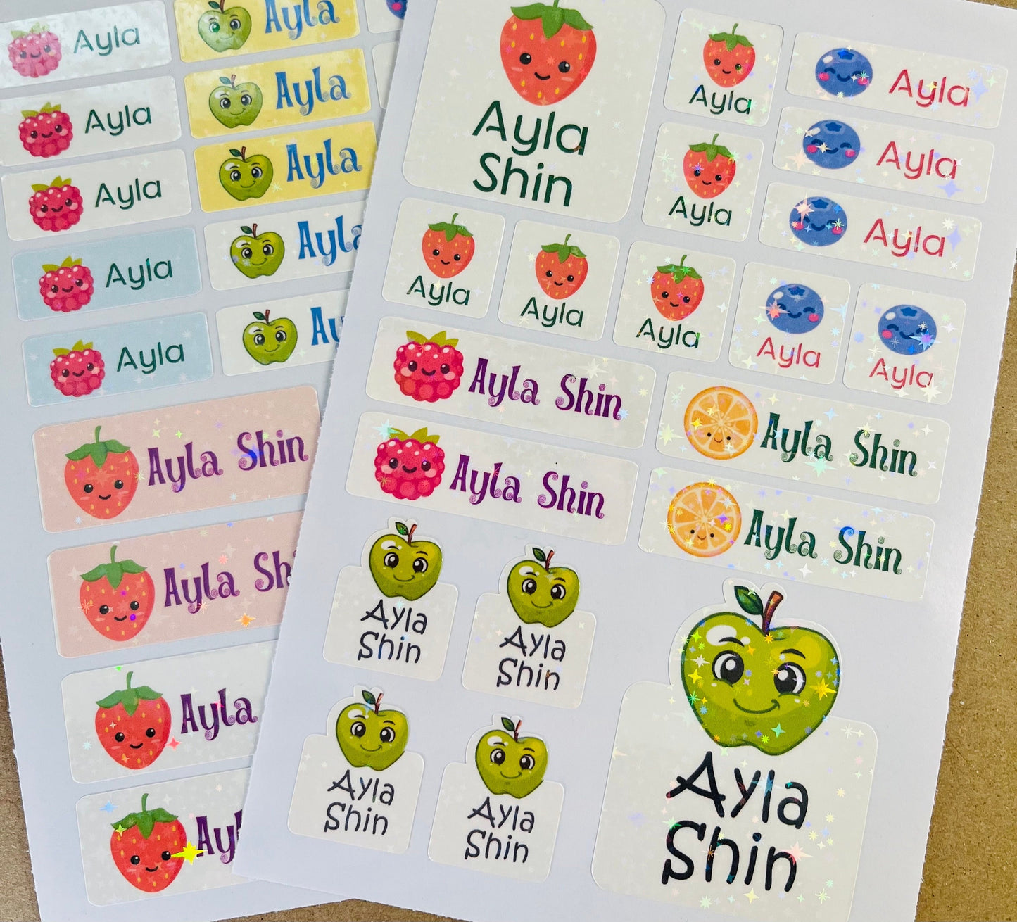 Kawaii Fruits waterproof name sticker
