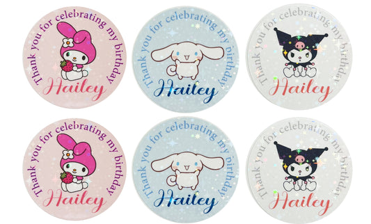 Sanrio birthday party thank you stickers